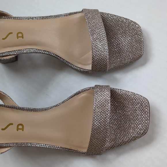 Unisa Glitter Embellished Strappy Chunky Heel Dressy Sandal 8.5M Silver - Picture 5 of 16